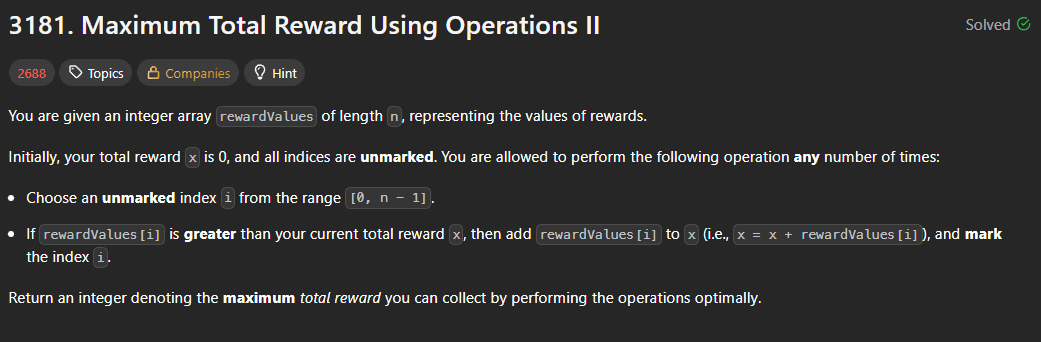 LeetCode 3181 – Max Total Reward